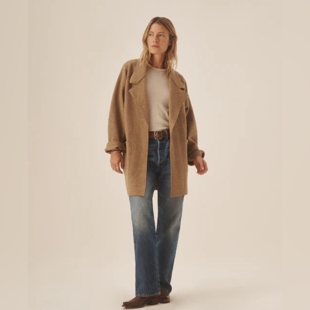 NWT Buck Mason Heather Camel Wool Blanket Coat